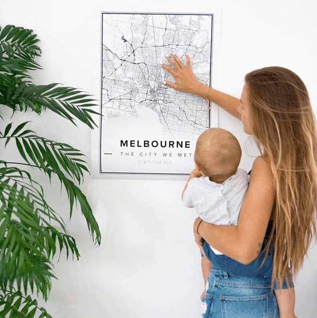 Custom city map poster designs showing various artistic styles and layouts